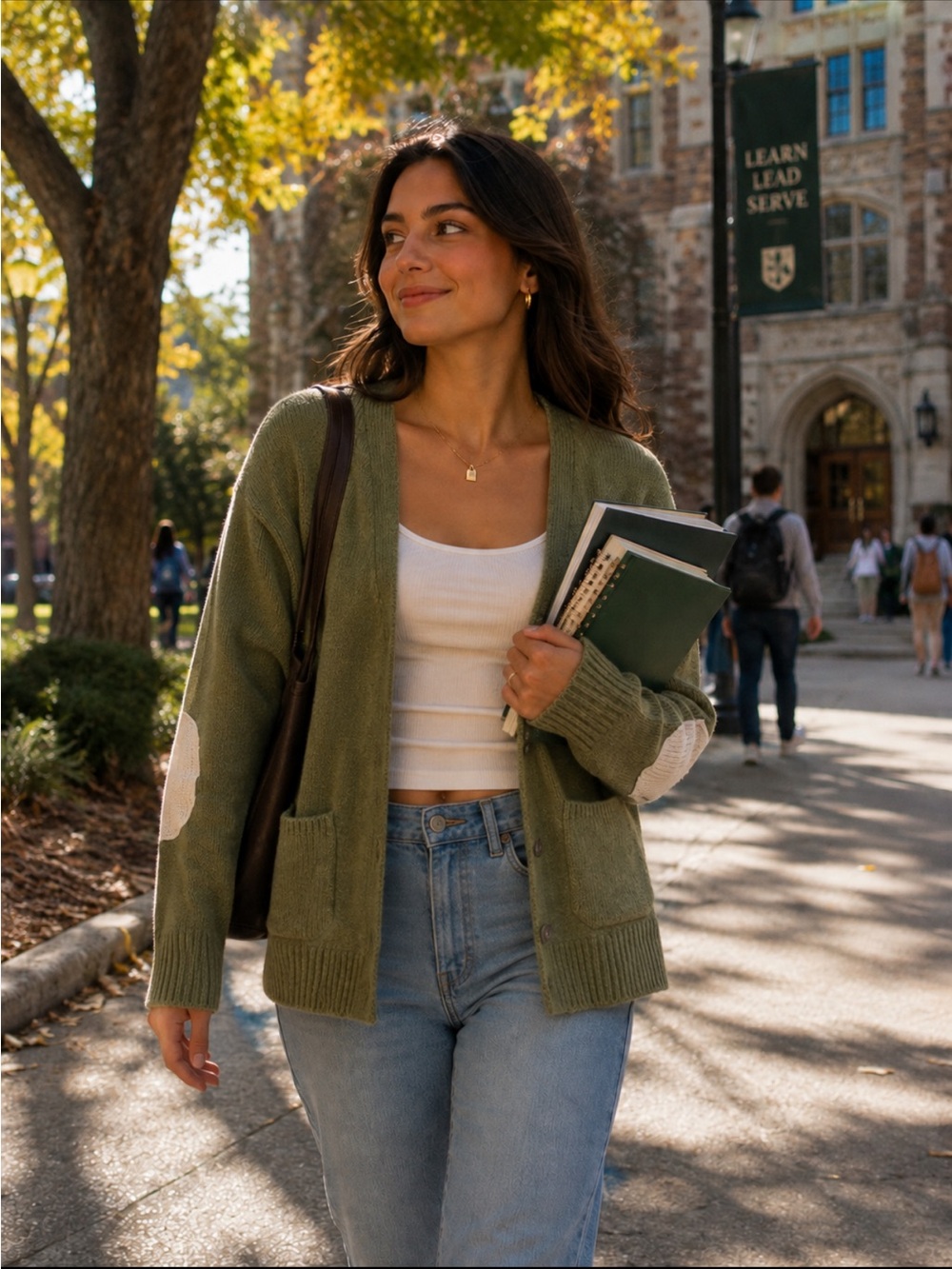 Heimish Olive Button-Front V-Neck Pocket Cardigan